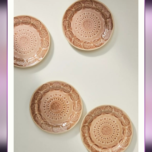 Anthropologie Old Havana Bread Plates - set of 4 - Rose/neutral - Picture 3 of 12